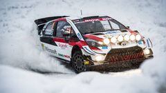 Rovanpera en su estreno con Toyota en el Arctic Rally de Laponia.