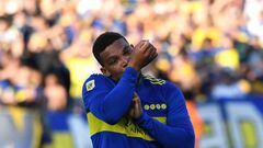 CORDOBA, ARGENTINA - MAY 22: Frank Fabra of Boca Juniors celebrates after scoring the second goal of his team during the final match of the Copa de la Liga 2022 between Boca Juniors and Tigre at Mario Alberto Kempes Stadium on May 22, 2022 in Cordoba, Argentina. (Photo by Marcelo Endelli/Getty Images)