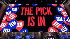 NASHVILLE, TENNESSEE - APRIL 25: A general view of a video board as the New York Giants pick is announced during the first round of the 2019 NFL Draft on April 25, 2019 in Nashville, Tennessee.   Andy Lyons/Getty Images/AFP == FOR NEWSPAPERS, INTERNET, T
