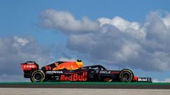 PORTIMAO, PORTUGAL - APRIL 30: Sergio Perez of Mexico driving the (11) Red Bull Racing RB16B Honda on track during practice ahead of the F1 Grand Prix of Portugal at Autodromo Internacional Do Algarve on April 30, 2021 in Portimao, Portugal. (Photo by Bryn Lennon/Getty Images)