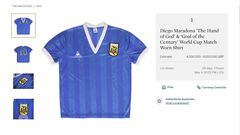 La histórica camiseta de Maradona ante Inglaterra en 1986, a la venta