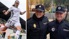 Estela, jugadora del Madrid CFF y Polic&iacute;a Nacional, junto a su padre, tambi&eacute;n del Cuerpo Nacional de Polic&iacute;a. 