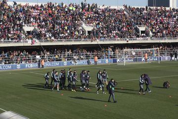 Over 11,000 Barcelona fans, mostly children, packed the Mini Estadi to watch their idols train.