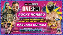 Esta es la cartelera que anuncia la lucha entre Rocky Romeo y Máscara Dorada.