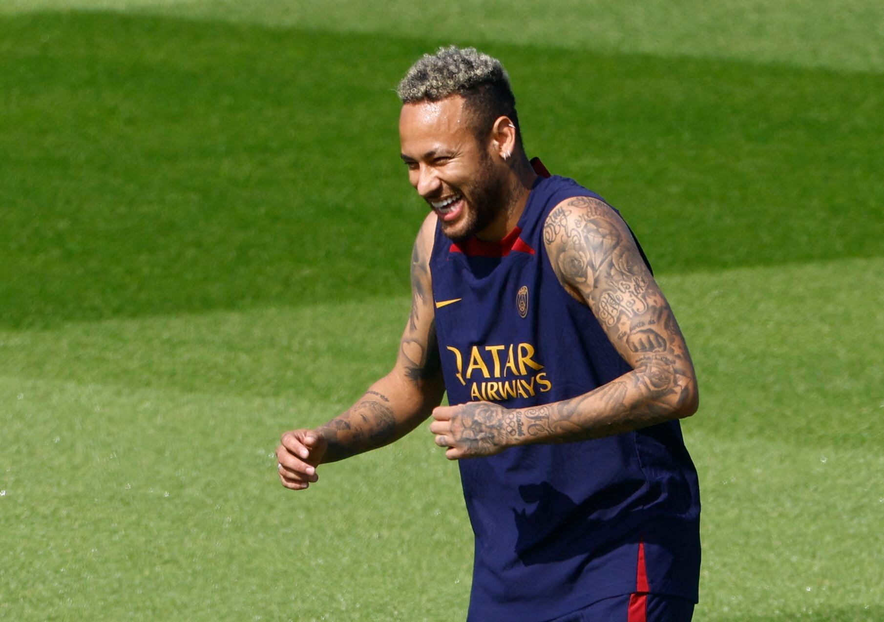 Soccer Football - Paris St Germain Training - Paris-Saint-Germain Training Centre, Poissy, France - July 20, 2023 Paris St Germain's Neymar during training REUTERS/Gonzalo Fuentes