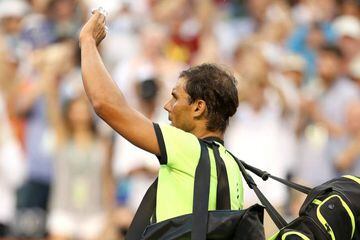 Disappointed | Rafael Nadal leaves the court after losing to Roger Federer.