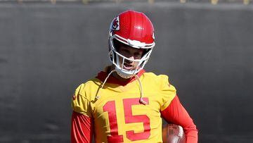 TEMPE, ARIZONA - FEBRUARY 10: Patrick Mahomes #15 of the Kansas City Chiefs participates in a practice session prior to Super Bowl LVII at Arizona State University Practice Facility on February 10, 2023 in Tempe, Arizona. The Kansas City Chiefs play the Philadelphia Eagles in Super Bowl LVII on February 12, 2023 at State Farm Stadium.   Christian Petersen/Getty Images/AFP (Photo by Christian Petersen / GETTY IMAGES NORTH AMERICA / Getty Images via AFP)