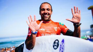 SAQUAREMA, RIO DE JANEIRO, BRAZIL - JUNE 24: Caio Ibelli of Brazil after surfing in Heat 2 of the Elimination Round at the Oi Rio Pro on June 24, 2022 at Saquarema, Rio de Janeiro, Brazil. (Photo by Thiago Diz/World Surf League)