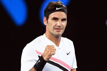 Federer celebrates after completing his straight-sets win over Struff.