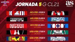 Liga MX: Fechas y horario del Guardianes 2021, Jornada 5