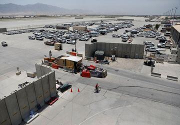 Parked cars in Bagram airbase after the Afghan commander alleged the US military abandoned its key base in the country in secret on July 2.