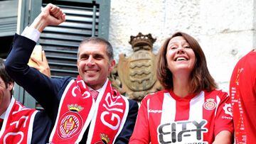 Geli junto a la alcaldesa de Girona en la celebraci&oacute;n del ascenso a Primera.