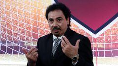 Former Mexico and Real Madrid striker Hugo Sanchez gestures during a news conference in Mexico City, Mexico April 26, 2018. REUTERS/Ginnette Riquelme