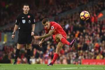 Coutinho shoots at goal against Watford.