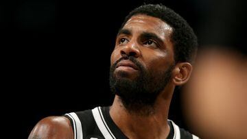 Nov 28, 2022; Brooklyn, New York, USA; Brooklyn Nets guard Kyrie Irving (11) reacts during the fourth quarter against the Orlando Magic at Barclays Center. Mandatory Credit: Brad Penner-USA TODAY Sports