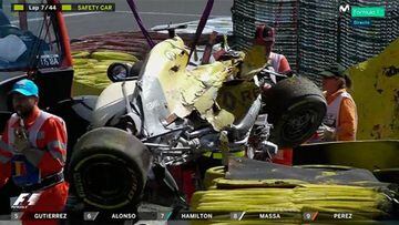 Brutal accidente de Magnussen que provocó la bandera roja