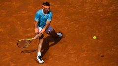 BARCELONA, SPAIN - APRIL 24: Rafael Nadal of Spain plays a backhand against Leonardo Mayer of the Argentina during the round of 32 match on day two of the Barcelona Open Banc Sabadell at Real Club De Tenis Barcelona on April 24, 2019 in Barcelona, Spain. 