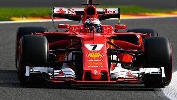 SPA, BELGIUM - AUGUST 25: Kimi Raikkonen of Finland driving the (7) Scuderia Ferrari SF70H on track during practice for the Formula One Grand Prix of Belgium at Circuit de Spa-Francorchamps on August 25, 2017 in Spa, Belgium.  (Photo by Dan Mullan/Getty Images)