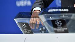 NYON, SWITZERLAND - JULY 17: A detailed view of the draw pot during the UEFA Champions League 2020/21 Preliminary Round draw at the UEFA headquarters, The House of European Football on July 17, 2020 in Nyon, Switzerland. (Photo by Harold Cunningham - UEFA/UEFA via Getty Images)
