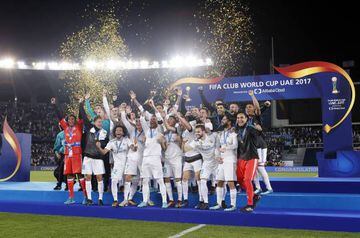Real Madrid celebrate winning the 2017 FIFA Club World Cup.