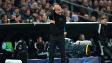 Manchester City manager Pep Guardiola reacts during the UEFA Champions League Group G match at Parken Stadium, Copenhagen. Picture date: Tuesday October 11, 2022. (Photo by Nick Potts/PA Images via Getty Images)