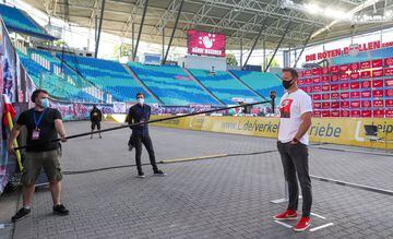 Soccer Football - Bundesliga - RB Leipzig v SC Freiburg - Red Bull Arena, Leipzig, Germany - May 16, 2020 RB Leipzig coach Julian Nagelsmann is interviewed after the match, as play resumes behind closed doors following the outbreak of the coronavirus dise