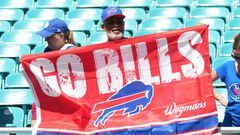 MIAMI GARDENS, FLORIDA - SEPTEMBER 25: Buffalo Bills fans cheer on their team from the stands before the game against the Miami Dolphins at Hard Rock Stadium on September 25, 2022 in Miami Gardens, Florida. (Photo by Eric Espada/Getty Images)