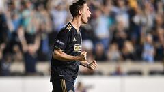 Aug 8, 2023; Chester, PA, USA; Philadelphia Union defender Jack Elliott (3) reacts after converting a penalty kick during overtime of the MLS Leagues Cup round of 16 match against the New York Red Bulls at Subaru Park. Mandatory Credit: John Jones-USA TODAY Sports