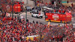 KANSAS CITY, MISSOURI - FEBRUARY 15: A general view during the Kansas City Chiefs Super Bowl LVII victory parade on February 15, 2023 in Kansas City, Missouri.   David Eulitt/Getty Images/AFP (Photo by David Eulitt / GETTY IMAGES NORTH AMERICA / Getty Images via AFP)