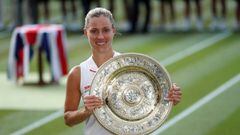 Tennis - Wimbledon - All England Lawn Tennis and Croquet Club, London, Britain - July 14, 2018  Germany&#039;s Angelique Kerber celebrates winning the women&#039;s singles final with the trophy   REUTERS/Andrew Boyers