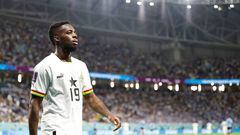 Ghana's forward #19 Inaki Williams walks on the pitch during the Qatar 2022 World Cup Group H football match between Ghana and Uruguay at the Al-Janoub Stadium in Al-Wakrah, south of Doha on December 2, 2022. (Photo by Khaled DESOUKI / AFP) (Photo by KHALED DESOUKI/AFP via Getty Images)