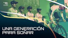 Cartel promocional del reportaje 'Una generación para soñar' sobre Juan Ayuso y Carlos Rodríguez  presentado por la Real Federación Española de Ciclismo.