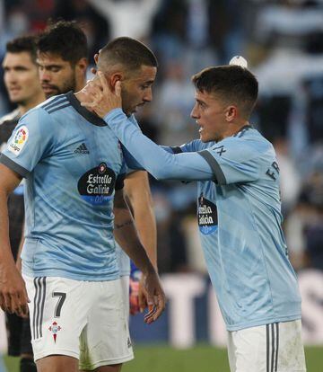 Celta Vigo players celebrate a goal in the 3-3 draw against Barcelona, a game in which they came back from a 3-0 deficit in the second half.