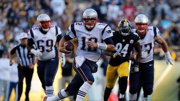 PITTSBURGH, PA - OCTOBER 23: Tom Brady #12 of the New England Patriots scrambles out of the pocket in the first quarter during the game against the Pittsburgh Steelers at Heinz Field on October 23, 2016 in Pittsburgh, Pennsylvania.   Justin K. Aller/Getty Images/AFP == FOR NEWSPAPERS, INTERNET, TELCOS &amp; TELEVISION USE ONLY ==