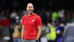 FILE PHOTO: Mar 24, 2022; Mexico City, MEX; United States head coach Gregg Berhalter reacts from the sideline during the first half against Mexico during a FIFA World Cup Qualifier soccer match at Estadio Azteca. Mandatory Credit: Orlando Ramirez-USA TODA