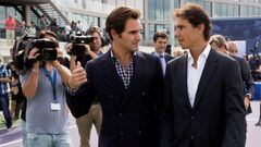Rafael Nadal (derecha) y Roger Federer, los dos grandes ausentes del Masters.