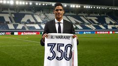 Varane, 350 partidos con el Real Madrid. 