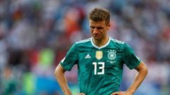 Soccer Football - World Cup - Group F - South Korea vs Germany - Kazan Arena, Kazan, Russia - June 27, 2018   Germany&#039;s Thomas Muller looks dejected after the match as they go out of the World Cup   REUTERS/John Sibley