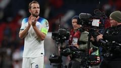 London (United Kingdom), 17/10/2023.- Harry Kane (L) of England reacts after the UEFA EURO 2024 group C qualification round match between England and Italy in London, Britain, 17 October 2023. (Italia, Reino Unido, Londres) EFE/EPA/NEIL HALL
