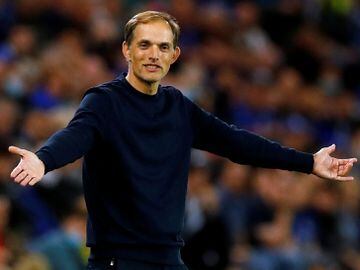 Thomas Tuchel reacts during the European Super Cup match between Chelsea and Villarreal. 