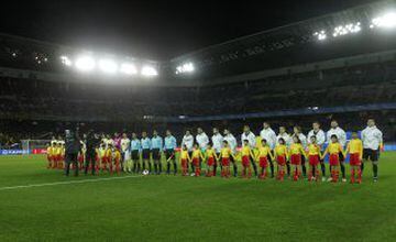 Teams lining up ahead of the match