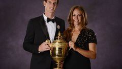 FILE - February 09, 2016: Andy and Kim Murray have welcomed a baby girl. LONDON, ENGLAND - JULY 07:  (EDITORS NOTE: This image has been retouched) Andy Murray of Great Britain poses his  poses with his girlfriend Kim Sears and the Gentlemen&#039;s Singles