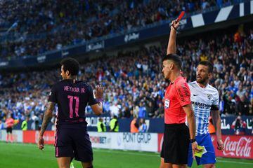 Neymar sees red against Malaga.