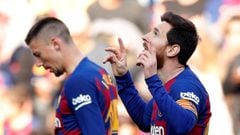 Soccer Football - La Liga Santander - FC Barcelona v Eibar - Camp Nou, Barcelona, Spain - February 22, 2020  Barcelona&#039;s Lionel Messi celebrates scoring their first goal    REUTERS/Albert Gea