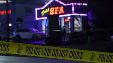 Crime scene tape surrounds Gold Spa after deadly shootings at a massage parlor and two day spas in the Atlanta area, in Atlanta, Georgia, U.S. March 16, 2021.    REUTERS/Chris Aluka Berry