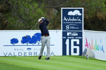 Joost Luiten of the Netherlands tees off on the 16th hole during day one of the Andalucia Valderrama Masters at Real Club Valderrama.