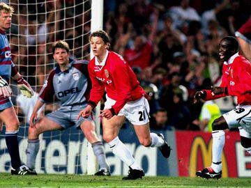 26 May 1999:  Ole Gunnar Solskjaer of Manchester United scores an injury time winner in the UEFA Champions League Final against Bayern Munich at the Nou Camp in Barcelona, Spain. United won 2-1.  Mandatory Credit: Phil Cole /Allsport
 PUBLICADA 19/11/11 NA MA21 1COL