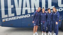 Mayra Ramírez, Leire Baños, Carol Férez y Júlia Aguado, antes del viaje a Madrid con el Levante.