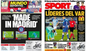 Las portadas de Mundo Deportivo y Sport aluden a las polémicas arbitrales que tuvo el partido entre la Real Sociedad y el Real Madrid.