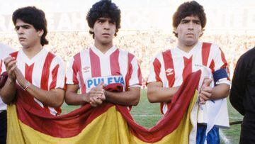 Los hermanos Maradona, Hugo, Lalo y Diego, con el Granada.